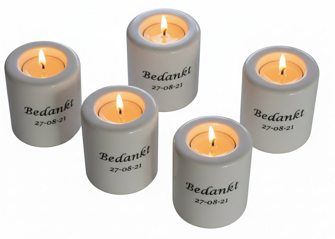 Kaarsenhouder met Tekst