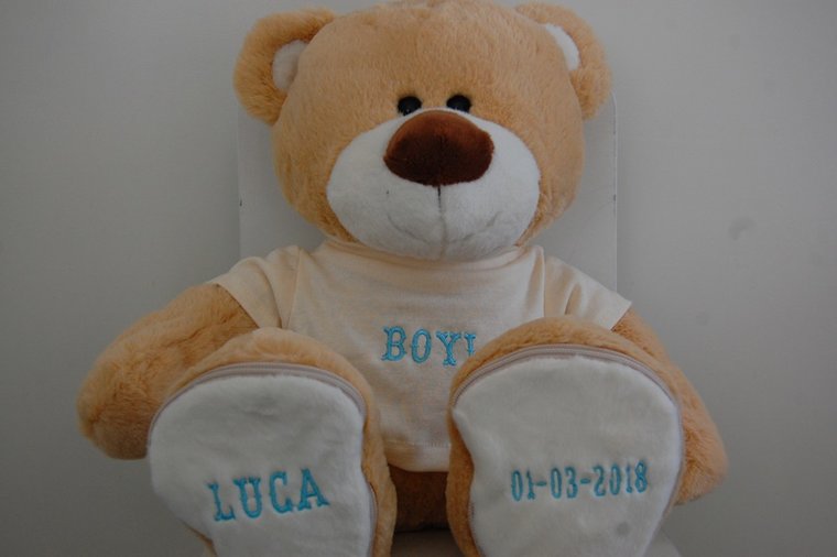 Geboorte Knuffel met Naam en Geboortedatum 40 cm