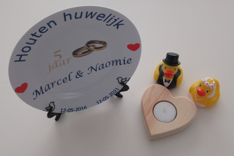 5 jaar Trouwdag cadeau Houten Huwelijk