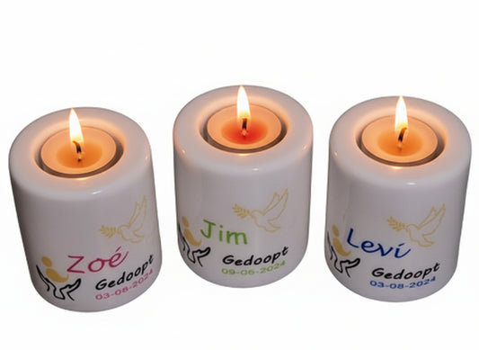 Kaarsenhouder Doop en doopdatum