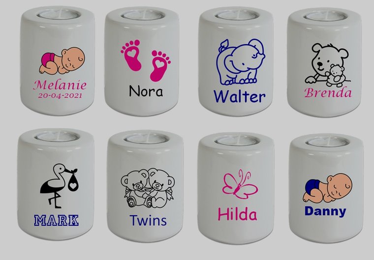 Kaarsenhouder met Naam en Afbeelding