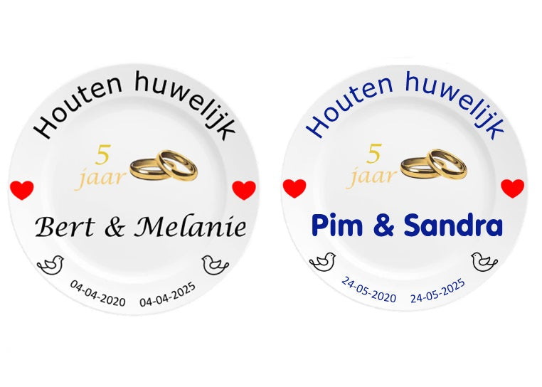 5 jaar Trouwdag cadeau Houten Huwelijk