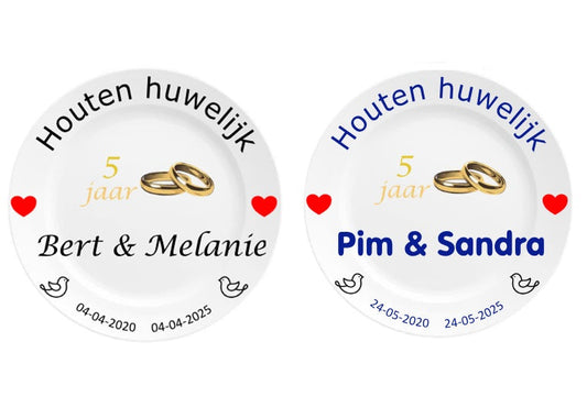 5 jaar Trouwdag cadeau Houten Huwelijk