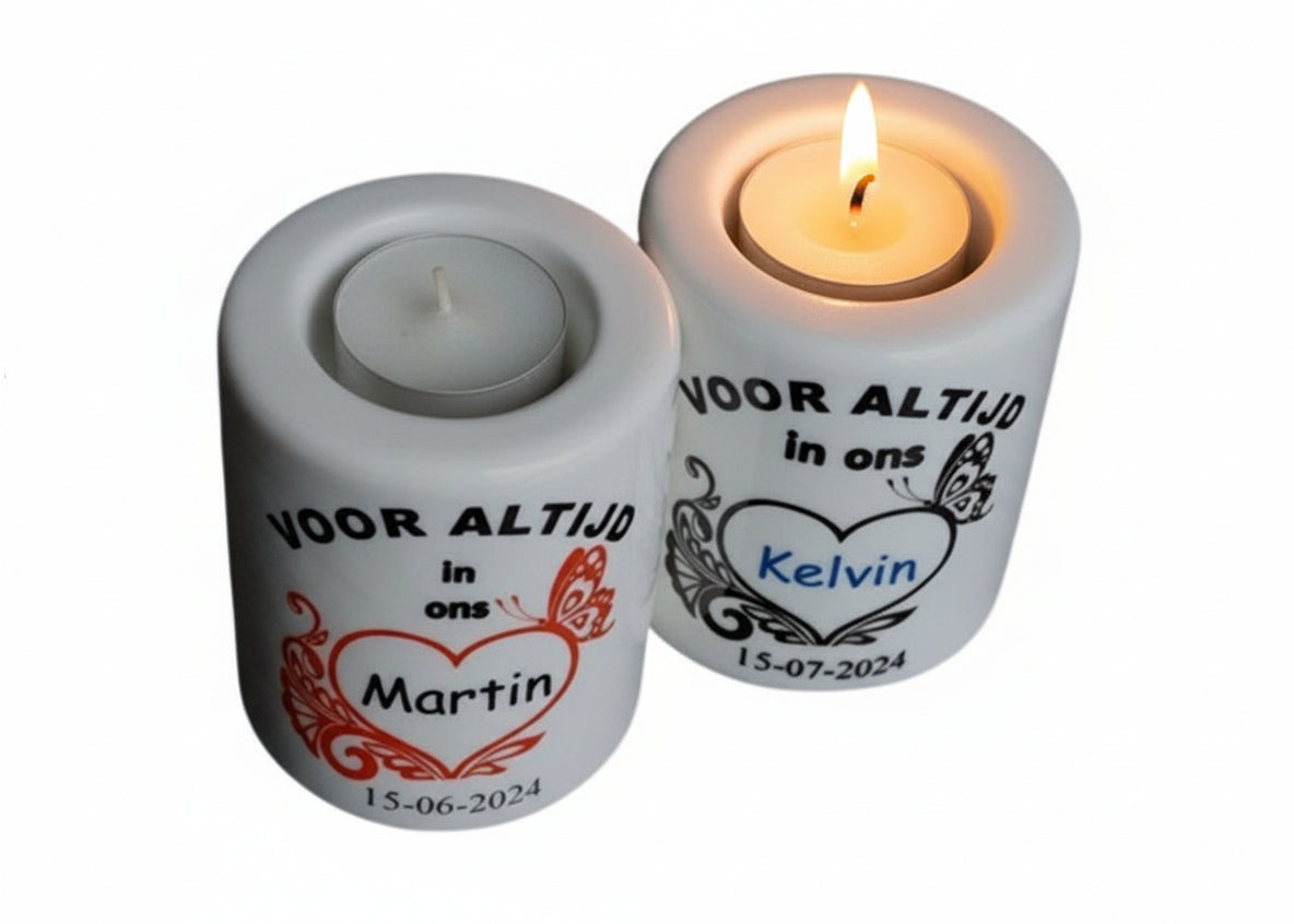 Gedenklichtje met naam – Voor altijd in ons hart