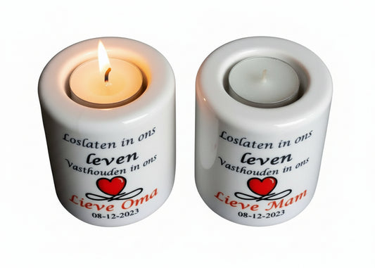 Herdenkingslichtje met naam Loslaten in ons leven