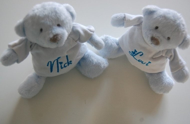 Mini knuffelbeertje met naam roze of blauw