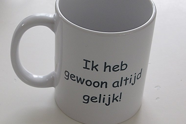 Koffiemok met Tekst