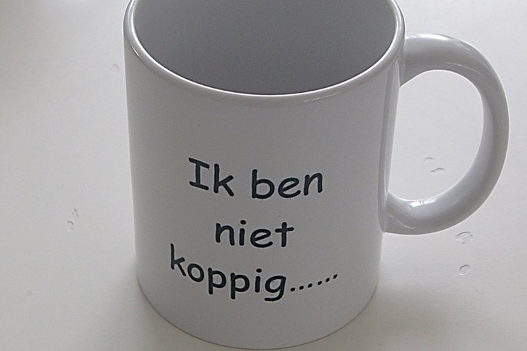 Koffiemok met Tekst