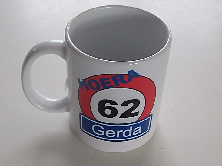 Koffiemok met Verkeersbord en naam en Leeftijd