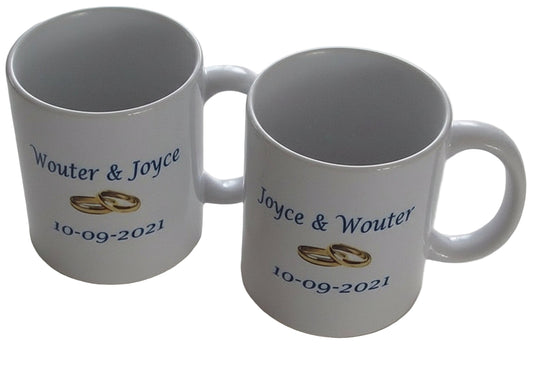 Koffiemok met Namen en trouwdatum