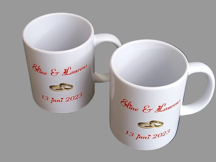 Koffiemok met Namen en trouwdatum