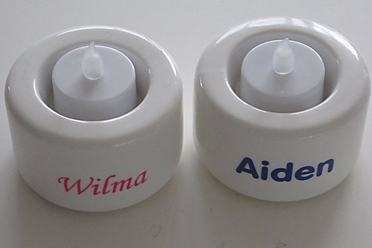 Waxinelichthouder met Naam of Tekst