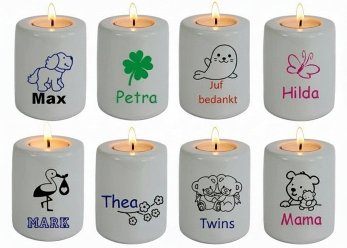 Kaarsenhouder met Naam en Afbeelding